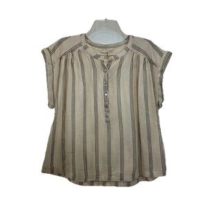 NWT By Together Two Play Cloth Blouse Womens Small Short Sleeve Striped Cotton